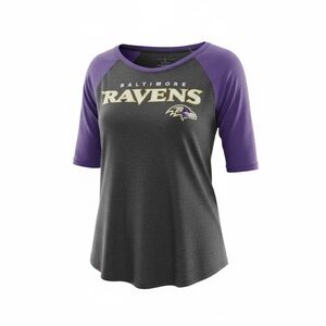 Baltimore Ravens Women's Black and Purple Raglan Top